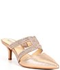Color:Rose Gold - Image 1 - Brielle Shimmer Rhinestone Banded Dress Mules