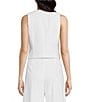 Color:White - Image 2 - Brook V-Neck Stretch Linen Blend Button Front Vest