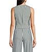Alex Marie Brooke V-Neck Stretch Linen Blend Button Front Coordinating Vest, Color:Blue Stripe - Image 2