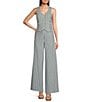 Alex Marie Brooke V-Neck Stretch Linen Blend Button Front Coordinating Vest, Color:Blue Stripe - Image 3