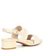 Color:Bleached Neutral - Image 2 - CalinaThree Pearl Stud Trim Block Heel Sandals