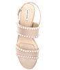 Color:Bleached Neutral - Image 5 - CalinaThree Pearl Stud Trim Block Heel Sandals