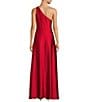 Alex Marie Camila Stretch Satin Asymmetrical One Shoulder Metal Loop Strap A-Line Maxi Dress, Color:Lipstick Red - Image 2