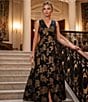 Alex Marie Christine Floral Print Textured Jacquard Sleeveless Gown - Image 4