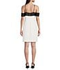Color:Black/White - Image 2 - Cleo Two Tone Color Block Off-The-Shoulder Bow Satin Mini Dress