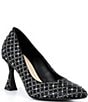 Alex Marie Colbie Rhinestone Trellis Embellished Flared Heel Pumps - Image 1