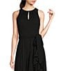 Color:Black - Image 3 - Colette Sleeveless Tie Waist Tiered Ruffle Hem Maxi Gown