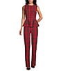 Alex Marie Coordinating Alexa Stretch Tartan Full Length Skinny Leg Pants, Color:Red Tartan - Image 3