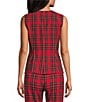 Alex Marie Coordinating Nichole Stretch Tartan Sleeveless Button Front Vest, Color:Red Tartan - Image 2