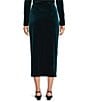 Alex Marie Coordinating Rita Tricot Lycra Velvet Midi Skirt, Color:Emerald - Image 2
