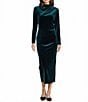 Alex Marie Coordinating Rita Tricot Lycra Velvet Midi Skirt, Color:Emerald - Image 3