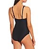Gibson & Latimer Diamond Textured Solid V-Neck Belted Tortoise Ring One Piece Swimsuit - Image 1