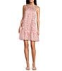 Alex Marie Elise Embroidered Mesh Floral Applique Sleeveless Dress, Color:Blush - Image 1
