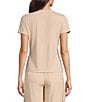 Alex Marie Ellen Crew Neck Short Sleeve Coordinating Jersey Knit Shirt, Color:Apricot - Image 2