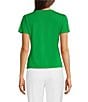 Alex Marie Ellen Crew Neck Short Sleeve Coordinating Jersey Knit Shirt, Color:Emerald - Image 2
