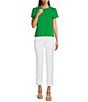Alex Marie Ellen Crew Neck Short Sleeve Coordinating Jersey Knit Shirt, Color:Emerald - Image 3