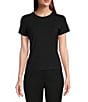 Color:Black - Image 1 - Ellen Crew Neck Short Sleeve Coordinating Jersey Knit Shirt