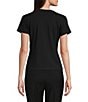 Color:Black - Image 2 - Ellen Crew Neck Short Sleeve Coordinating Jersey Knit Shirt