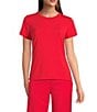 Alex Marie Ellen Crew Neck Short Sleeve Coordinating Jersey Knit Shirt, Color:Rouge - Image 1