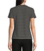 Alex Marie Ellen Crew Neck Short Sleeve Jersey Knit Striped Tee Shirt, Color:Black/White - Image 2
