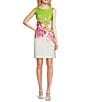 Alex Marie Ginny Boat Neck A Line Floral Mini Scuba Crepe Shift Dress, Color:Green/Ivory - Image 1
