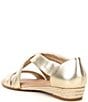 Color:Soft Gold - Image 3 - Greer Metallic Leather Cross Band Espadrille Wedge Sandals
