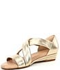 Color:Soft Gold - Image 4 - Greer Metallic Leather Cross Band Espadrille Wedge Sandals