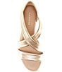 Color:Soft Gold - Image 5 - Greer Metallic Leather Cross Band Espadrille Wedge Sandals