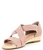 Color:True Taupe - Image 4 - Greer Suede Cross Band Wedge Sandals