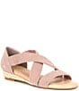 Color:True Taupe - Image 1 - Greer Suede Cross Band Wedge Sandals