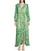 Color:Tropical Green - Image 1 - Hallie Palm Print Chiffon Elastic Waist Maxi Dress