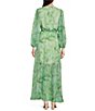 Color:Tropical Green - Image 2 - Hallie Palm Print Chiffon Elastic Waist Maxi Dress