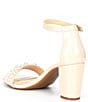 Color:Powder Pink - Image 3 - HalmarThree Patent Pearl Strap Block Heel Sandals