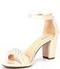 Color:Powder Pink - Image 4 - HalmarThree Patent Pearl Strap Block Heel Sandals