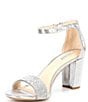 Color:Silver - Image 4 - HalmarTwo Rhinestone Strap Block Heel Sandals