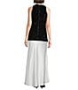 Alex Marie Jemma Sequin Satin Sleeveless Halter Maxi Gown, Color:Black/Ivory - Image 2
