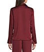 Alex Marie Josefine Stretch Satin Notch Collar Long Sleeve Button Front Blouse, Color:Cherry Lacquer - Image 2