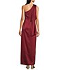 Alex Marie Julie Satin Back Crepe One Shoulder Sleeveless Maxi Gown, Color:Cherry Lacquer - Image 2