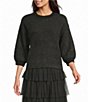 Alex Marie Karene Crew Neck 3/4 Sleeve Starlight Tinsel Sweater - Image 1