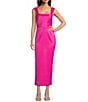 Alex Marie Kayla Stretch Mikado Square Neck Sleeveless Gown, Color:Shocking Pink - Image 1
