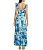 Alex Marie Lacey Ruffle Sleeveless Floral Asymmetric Hem Maxi Dress, Color:Blue Bouquet - Image 2