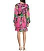 Color:Fandango - Image 2 - Laurel Floral Long Sleeve Surplice V-Neck A-Line Dress