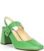 Color:Tropical Leaf - Image 1 - Leighten Lizard Embossed Square Toe Slingback Pumps