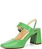 Color:Tropical Leaf - Image 4 - Leighten Lizard Embossed Square Toe Slingback Pumps