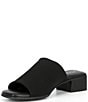 Color:Black - Image 4 - Leslie Stretch Mesh Stacked Block Heel Slides