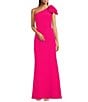 Alex Marie Lilah Stretch Crepe One Shoulder Bow Sleeveless Gown, Color:Cerise - Image 1