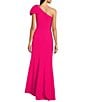 Alex Marie Lilah Stretch Crepe One Shoulder Bow Sleeveless Gown, Color:Cerise - Image 2