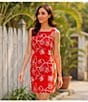 Alex Marie Lily Embroidered Linen Blend Sleeveless Square Neck Dress, Color:Clementine - Image 5