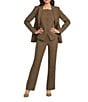 Alex Marie Liza Anywhere, Everywhere Coordinating Peak Lapel Plaid Blazer, Color:Espresso Plaid - Image 4