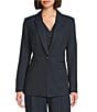 Alex Marie Liza Novelty Stripe Suiting Peak Lapel Long Sleeve Jacket, Color:Navy Stripe - Image 2